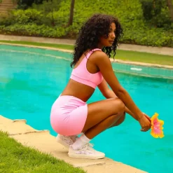 Basic Bike Shorts – Barbie Pink Ribbed<Kulani Kinis Shop