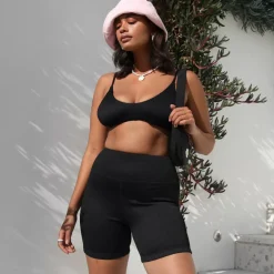Basic Bike Shorts – Pitch Black Ribbed New Arrivals<Kulani Kinis Sale