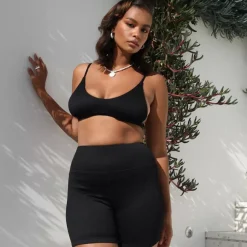 Basic Bike Shorts – Pitch Black Ribbed New Arrivals<Kulani Kinis Sale