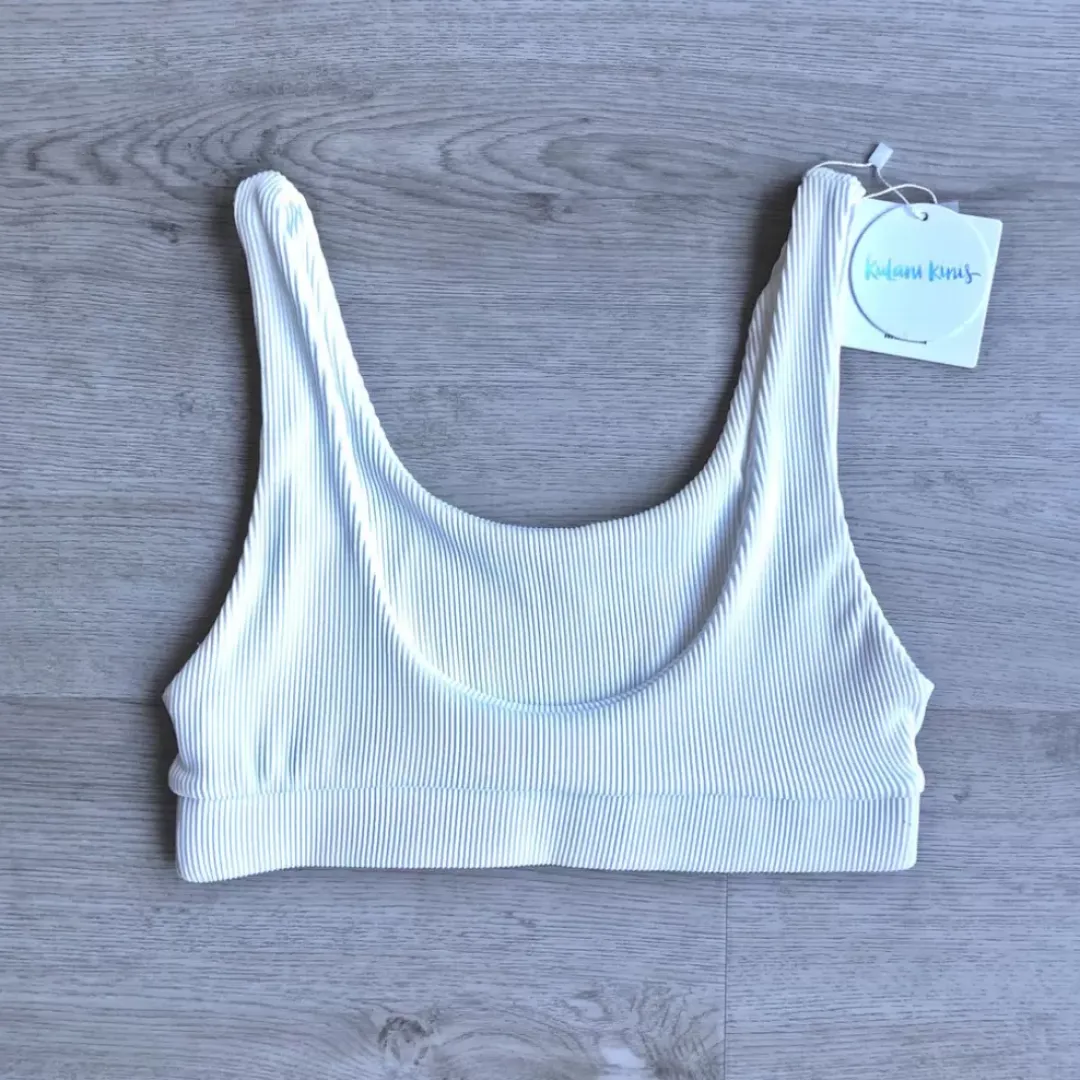 Bikini Tops Long Crop Bikini Top – White Ribbed<Kulani Kinis Discount