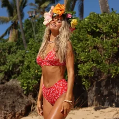 Bikini Tops Triangle Cross Back Bikini Top – Aloha Punch<Kulani Kinis Cheap