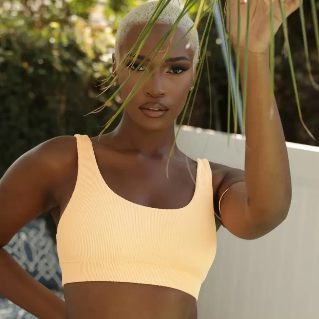 Bikini Tops Long Crop Bikini Top – Mango Ribbed<Kulani Kinis Best