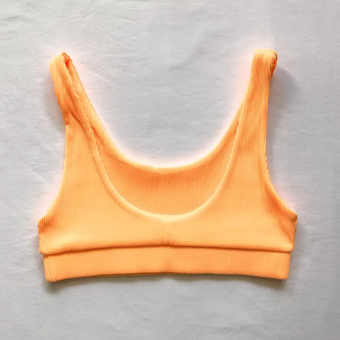 Bikini Tops Long Crop Bikini Top – Mango Ribbed<Kulani Kinis Best