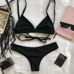 Cheeky Bikini Bottom – Pitch Black Bikini Bottoms<Kulani Kinis Online