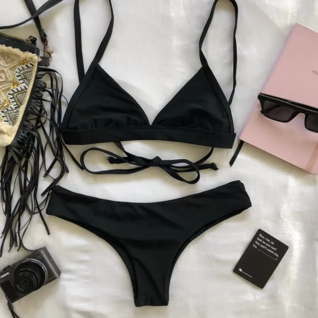 Cheeky Bikini Bottom – Pitch Black Bikini Bottoms<Kulani Kinis Online