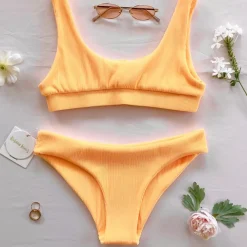 Full Coverage Bikini Bottom – Mango Ribbed Bikini Bottoms<Kulani Kinis Sale