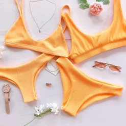 Full Coverage Bikini Bottom – Mango Ribbed Bikini Bottoms<Kulani Kinis Sale