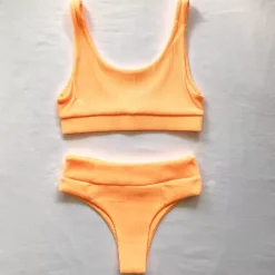 High Waist Cheeky Bikini Bottom – Mango Ribbed<Kulani Kinis Online