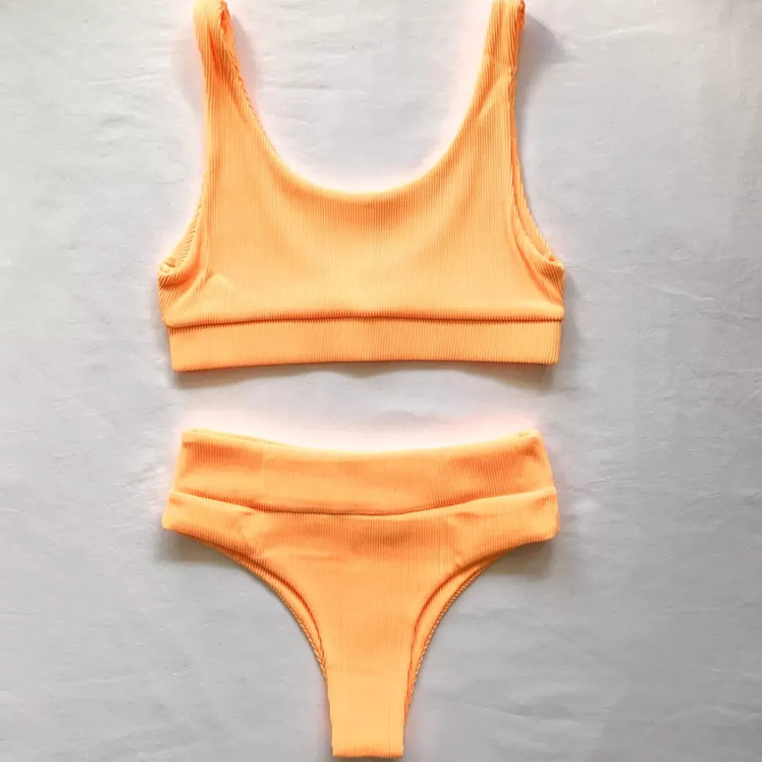 High Waist Cheeky Bikini Bottom – Mango Ribbed<Kulani Kinis Online