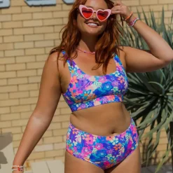 High Waist Panel Bikini Bottom – Rainbow Jungle<Kulani Kinis Clearance