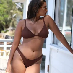Minimal Full Coverage Bikini Bottom – Espresso Ribbed New Arrivals<Kulani Kinis Clearance