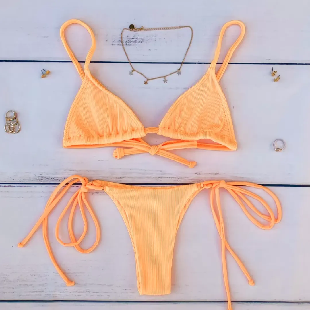Thong Tie Side Bikini Bottom – Mango Ribbed Bikini Bottoms<Kulani Kinis Flash Sale